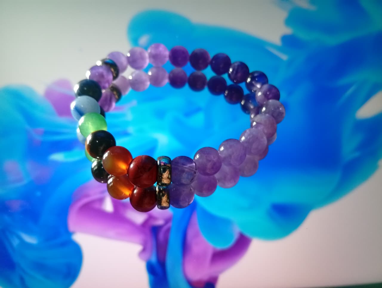 Pulseira 7 Chakras com Ametista – Equilíbrio, Proteção e Bem-Estar