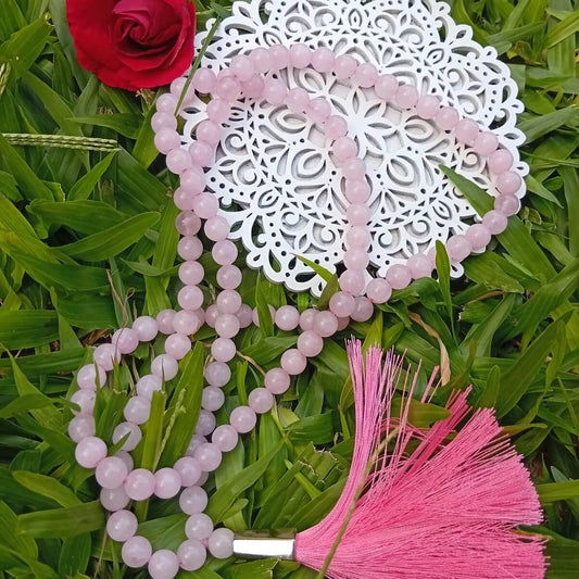 Japamala de Quartzo Rosa 108 Contas – Amor-Próprio, Cura Emocional e Meditação